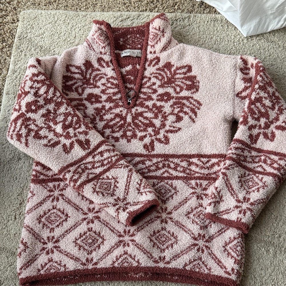 Knox Rose Pink and Red Cowl Neck Sweater